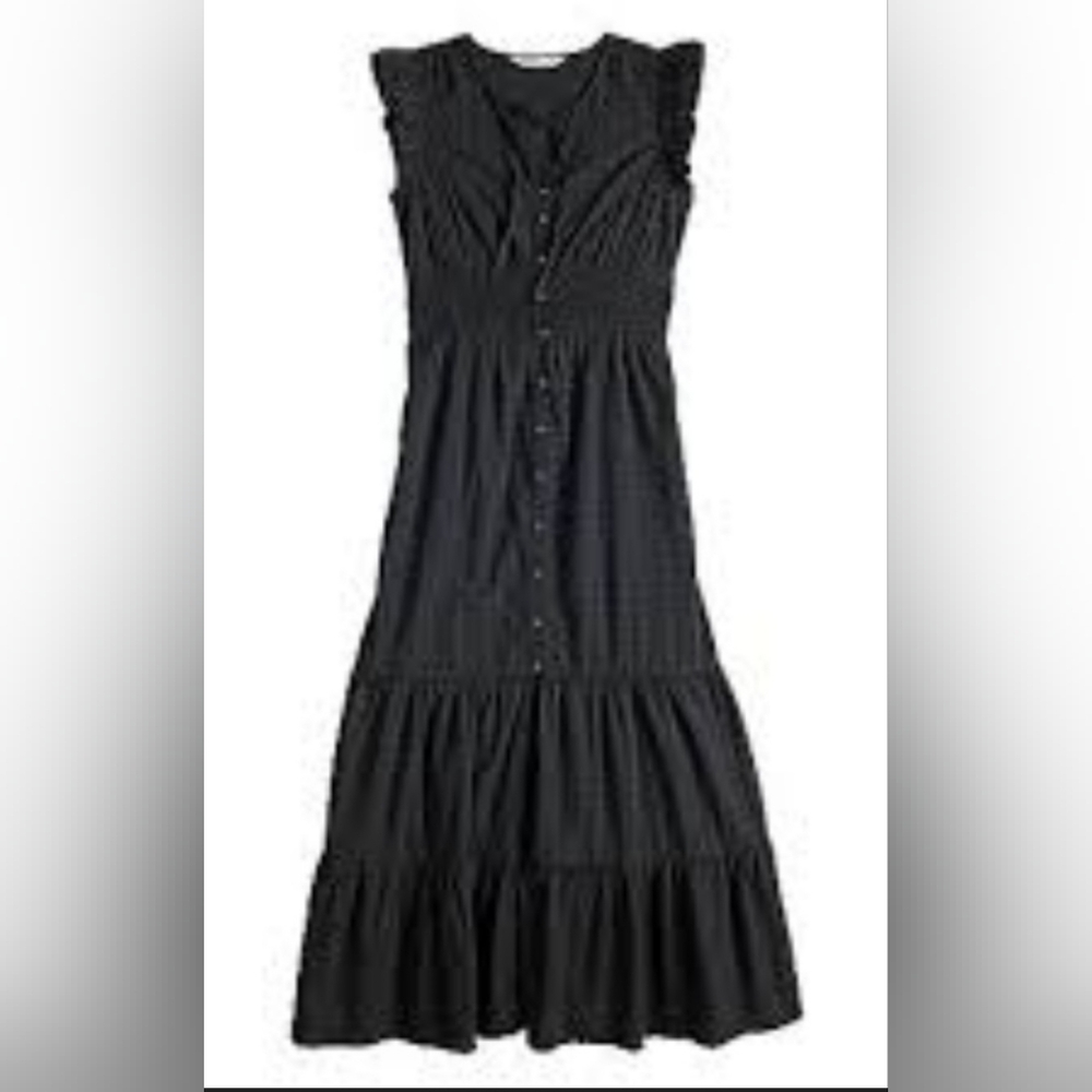 Sonoma Black Button Front Midi Dress Women’s XL – Elastic Waist